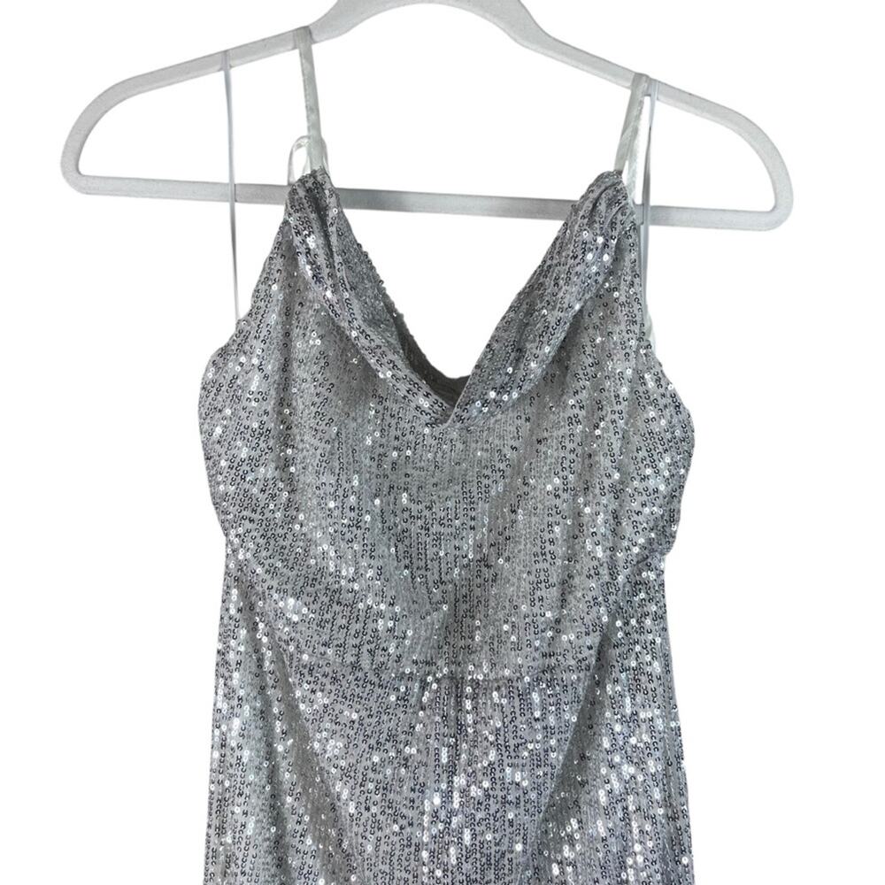 Baltic Born NWT Willett Sequin Jumpsuit Silver XL Wide Leg Drapey Party Cocktail - Picture 7 of 15